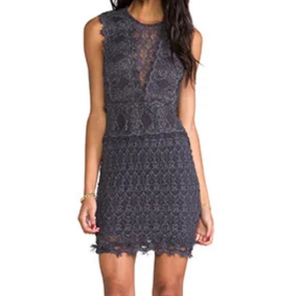 Nightcap Gray Lace Cocktail Dress
